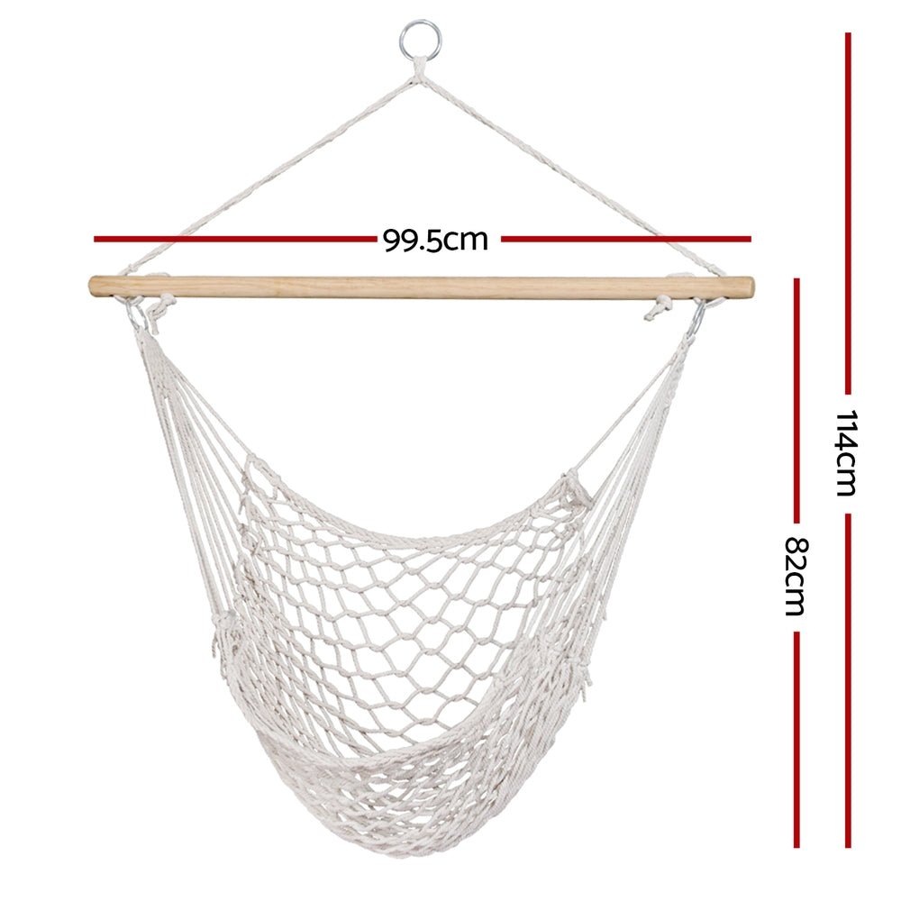 Gardeon Hammock Chair Outdoor Hanging Camping Mesh Indoor Cream - OZ Home Deals