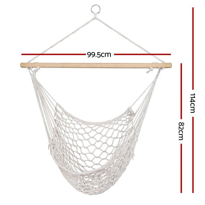Gardeon Hammock Chair Outdoor Hanging Camping Mesh Indoor Cream - OZ Home Deals
