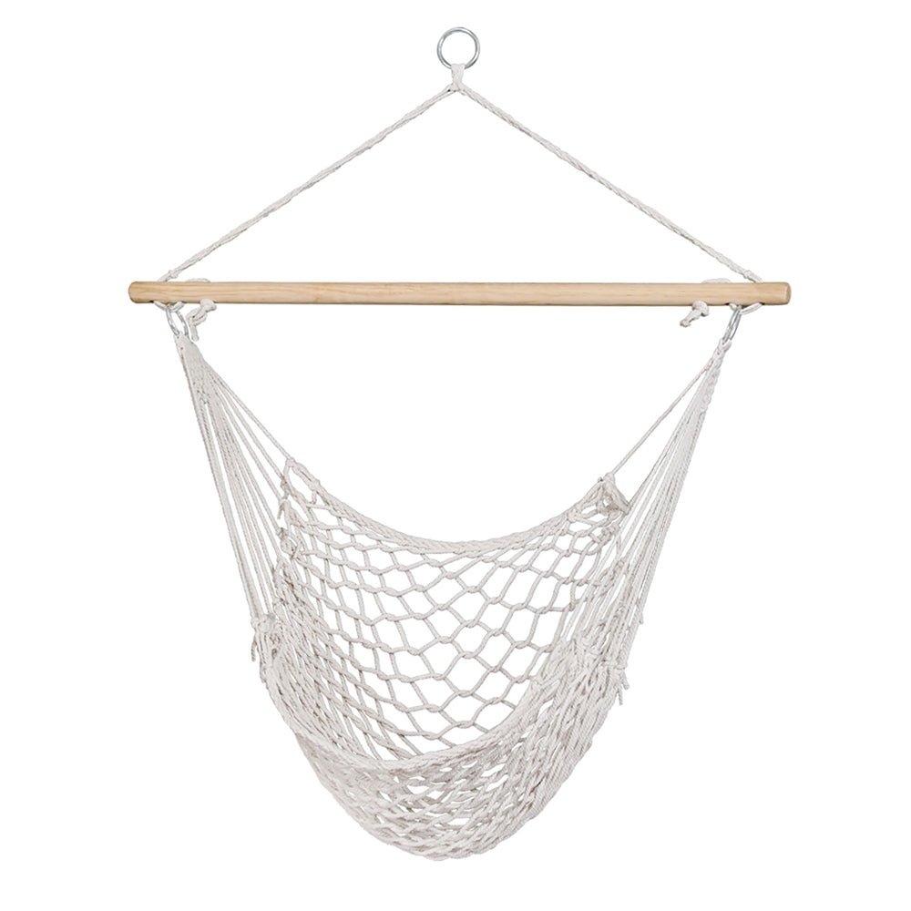 Gardeon Hammock Chair Outdoor Hanging Camping Mesh Indoor Cream - OZ Home Deals