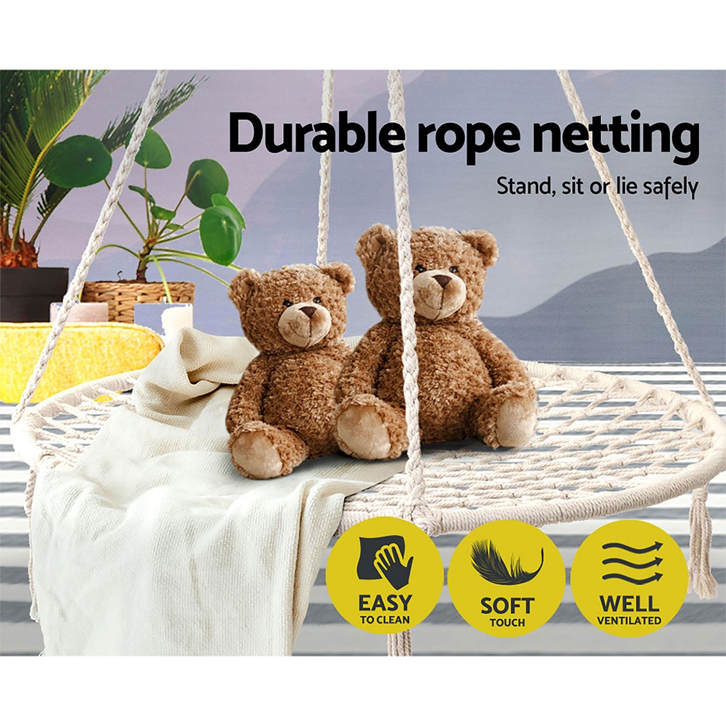 Gardeon Hammock Chair Outdoor Tree Swing Nest Web Hanging Seat 100cm - OZ Home Deals