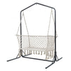 Gardeon Hammock Chair with Stand Macrame Outdoor Garden 2 Seater Cream - OZ Home Deals