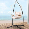 Gardeon Hammock Chair with Steel Stand Armrest Outdoor Hanging Cream - OZ Home Deals