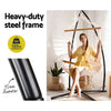Gardeon Hammock Chair with Steel Stand Armrest Outdoor Hanging Cream - OZ Home Deals