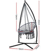 Gardeon Hammock Chair with Steel Stand Macrame Outdoor Swinging Grey - OZ Home Deals