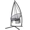 Gardeon Hammock Chair with Steel Stand Macrame Outdoor Swinging Grey - OZ Home Deals