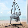 Gardeon Hammock Chair with Steel Stand Macrame Outdoor Swinging Grey - OZ Home Deals