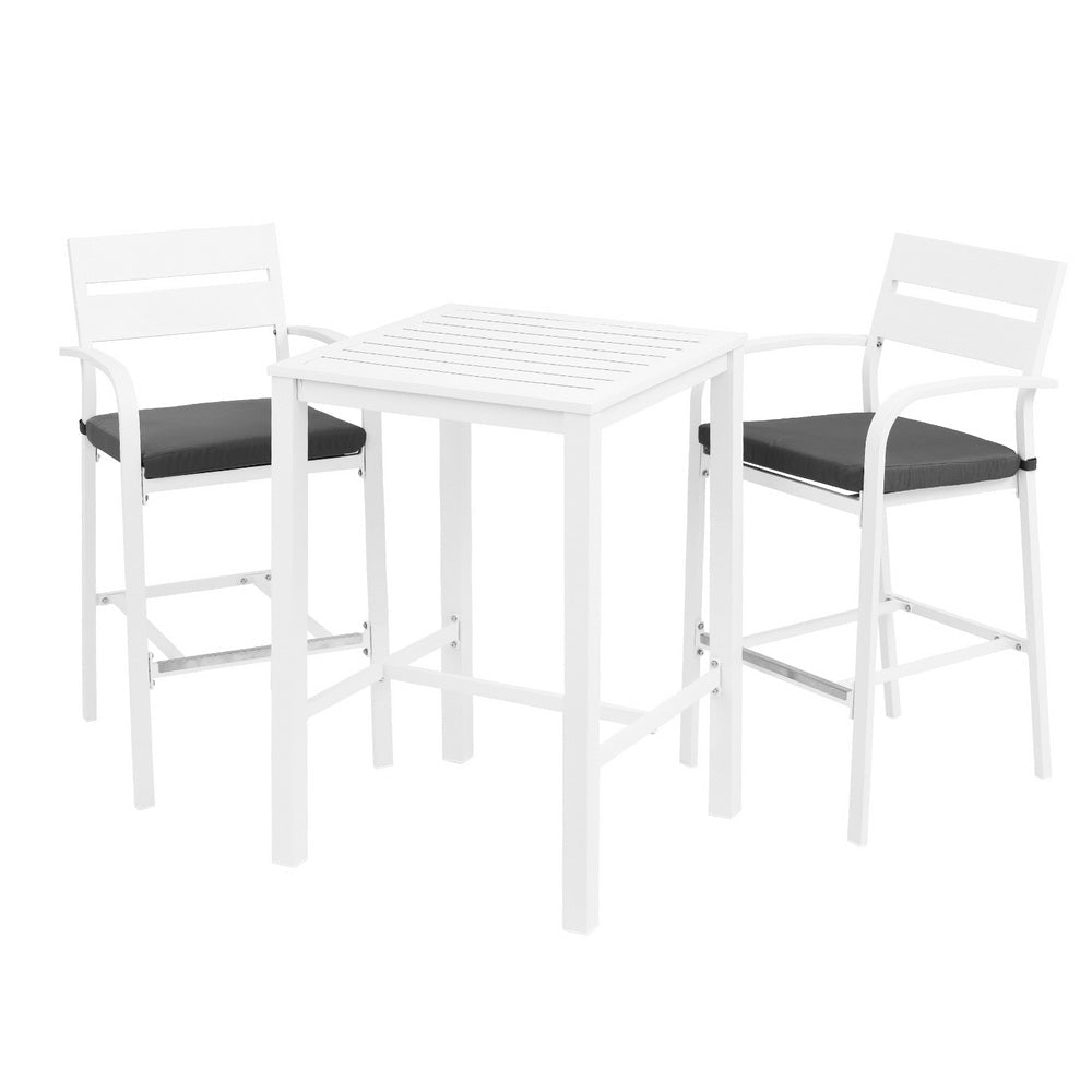 Gardeon Outdoor Bar Set Stools 3-Piece Dining Chairs Table Patio Aluminium Bistro Set - OZ Home Deals