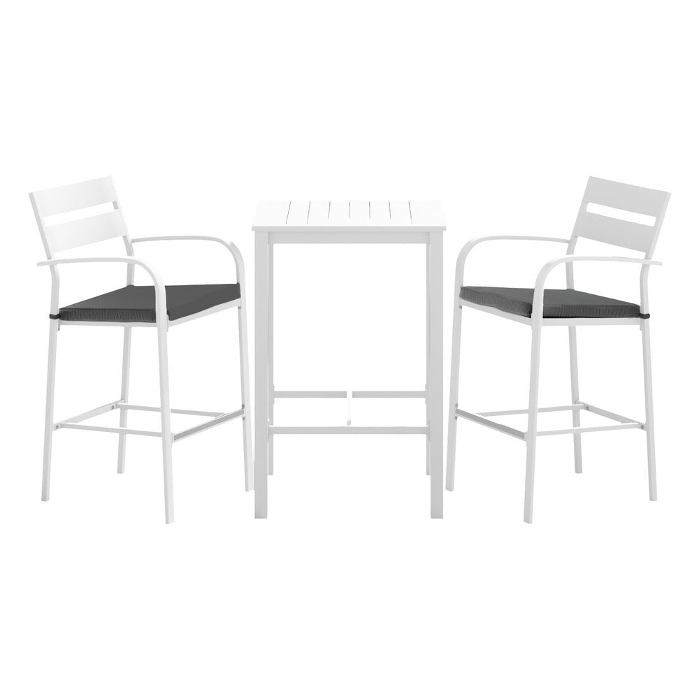 Gardeon Outdoor Bar Set Stools 3-Piece Dining Chairs Table Patio Aluminium Bistro Set - OZ Home Deals