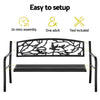 Gardeon Outdoor Bench Seat Garden Steel Outdoor Furniture 3 Seater Park Black - OZ Home Deals