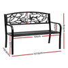 Gardeon Outdoor Bench Seat Garden Steel Outdoor Furniture 3 Seater Park Black - OZ Home Deals