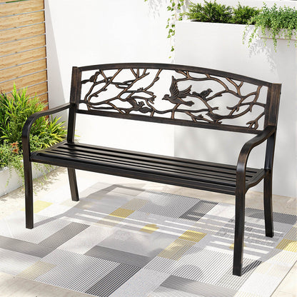 Gardeon Outdoor Bench Seat Garden Steel Outdoor Furniture 3 Seater Park Bronze - OZ Home Deals