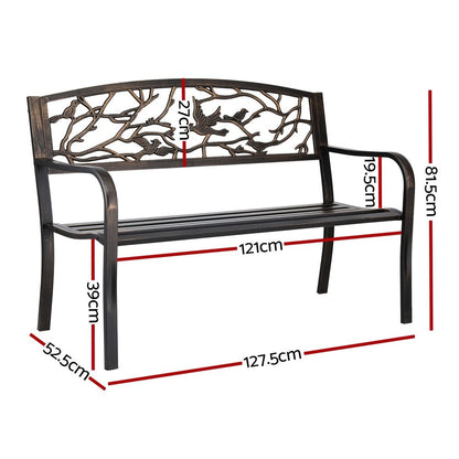Gardeon Outdoor Bench Seat Garden Steel Outdoor Furniture 3 Seater Park Bronze - OZ Home Deals