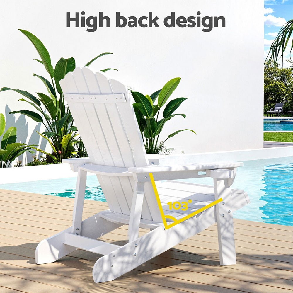 Gardeon Outdoor Chairs HDPE Adirondack Beach Chair Sun Lounge Patio Furniture Garden white - OZ Home Deals