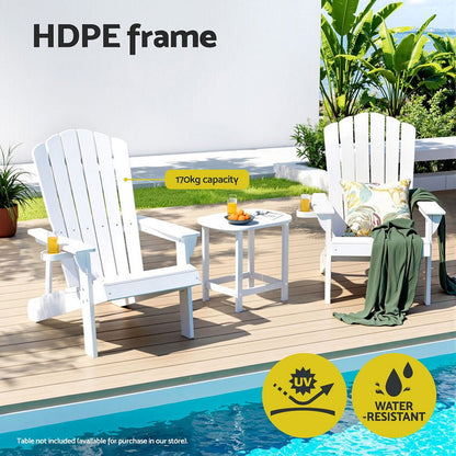 Gardeon Outdoor Chairs HDPE Adirondack Beach Chair Sun Lounge Patio Furniture Garden white - OZ Home Deals