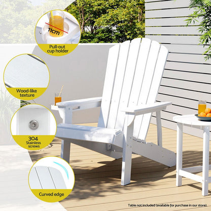 Gardeon Outdoor Chairs HDPE Adirondack Beach Chair Sun Lounge Patio Furniture Garden white - OZ Home Deals