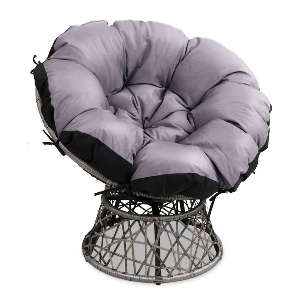 Gardeon Outdoor Chairs Outdoor Furniture Papasan Chair Wicker Patio Garden Grey - OZ Home Deals