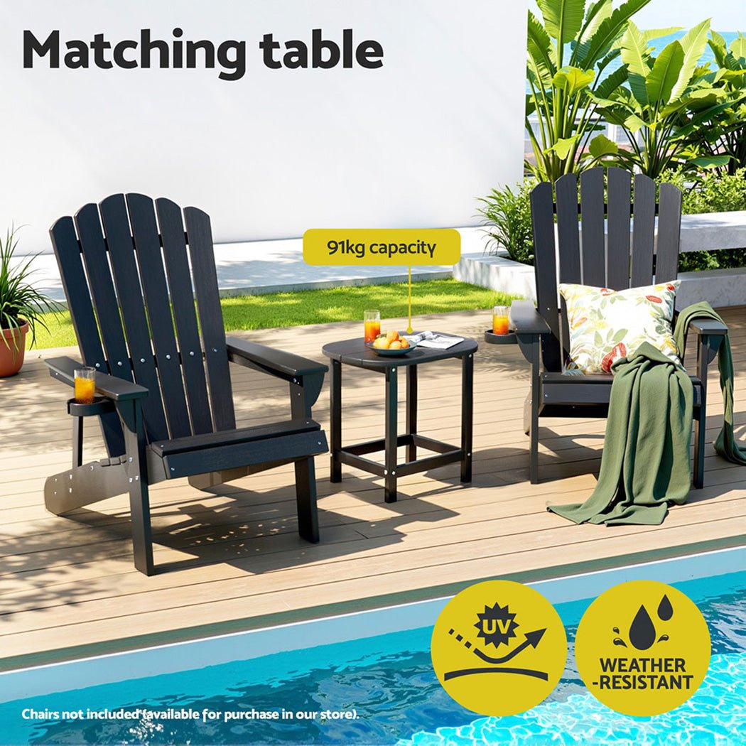 Gardeon Outdoor Coffee Side Table HDPE Desk Patio Furniture Camping Garden Black - OZ Home Deals
