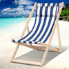 Gardeon Outdoor Deck Chair Wooden Sun Lounge Folding Beach Patio Furniture Blue - OZ Home Deals