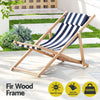Gardeon Outdoor Deck Chair Wooden Sun Lounge Folding Beach Patio Furniture Blue - OZ Home Deals