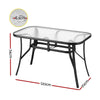 Gardeon Outdoor Dining Table 120x74x70cm – Black Steel &amp; Tempered Glass - OZ Home Deals