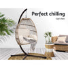 Gardeon Outdoor Egg Swing Chair Hanging Chair Wicker Rope Pod Stand Cushion Latte - OZ Home Deals