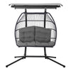 Gardeon Outdoor Egg Swing Chair Wicker Furniture Pod Stand Canopy 2 Seater Grey - OZ Home Deals