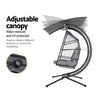 Gardeon Outdoor Egg Swing Chair Wicker Furniture Pod Stand Canopy 2 Seater Grey - OZ Home Deals