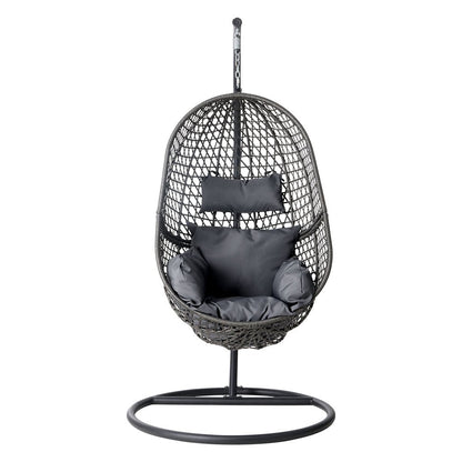 Gardeon Outdoor Egg Swing Chair Wicker Rattan Furniture Pod Stand Cushion Black - OZ Home Deals