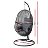Gardeon Outdoor Egg Swing Chair Wicker Rattan Furniture Pod Stand Cushion Black - OZ Home Deals