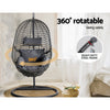 Gardeon Outdoor Egg Swing Chair Wicker Rattan Furniture Pod Stand Cushion Black - OZ Home Deals
