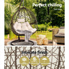 Gardeon Outdoor Egg Swing Chair Wicker Rattan Furniture Pod Stand Cushion Latte - OZ Home Deals