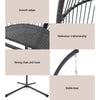 Gardeon Outdoor Egg Swing Chair Wicker Rope Furniture Pod Stand Cushion Grey - OZ Home Deals