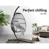 Gardeon Outdoor Egg Swing Chair Wicker Rope Furniture Pod Stand Cushion Grey - OZ Home Deals