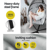 Gardeon Outdoor Egg Swing Chair Wicker Rope Furniture Pod Stand Cushion Grey - OZ Home Deals