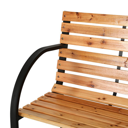 Gardeon Outdoor Garden Bench Seat 120cm Wooden Steel 2 Seater Patio Furniture Natural - OZ Home Deals