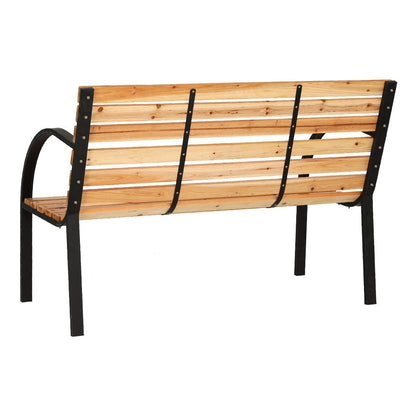 Gardeon Outdoor Garden Bench Seat 120cm Wooden Steel 2 Seater Patio Furniture Natural - OZ Home Deals