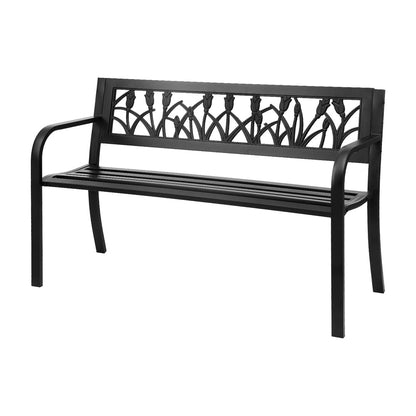 Gardeon Outdoor Garden Bench Seat Outdoor Furniture Steel 2 Seater Park Black - OZ Home Deals