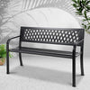 Gardeon Outdoor Garden Bench Seat Steel Outdoor Furniture 2 Seater Park Black - OZ Home Deals
