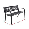 Gardeon Outdoor Garden Bench Seat Steel Outdoor Furniture 2 Seater Park Black - OZ Home Deals