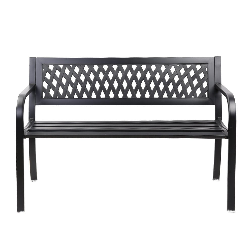 Gardeon Outdoor Garden Bench Seat Steel Outdoor Furniture 2 Seater Park Black - OZ Home Deals