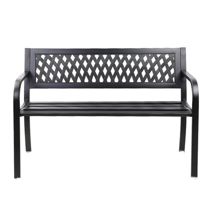 Gardeon Outdoor Garden Bench Seat Steel Outdoor Furniture 2 Seater Park Black - OZ Home Deals