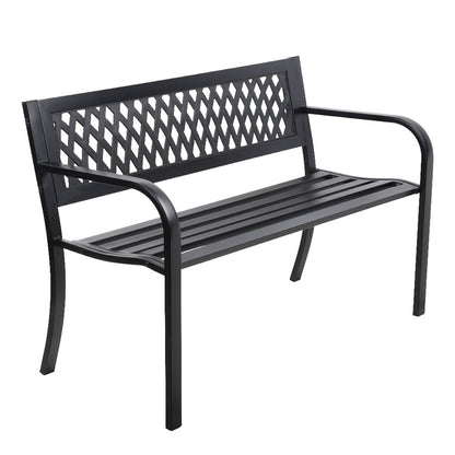 Gardeon Outdoor Garden Bench Seat Steel Outdoor Furniture 2 Seater Park Black - OZ Home Deals