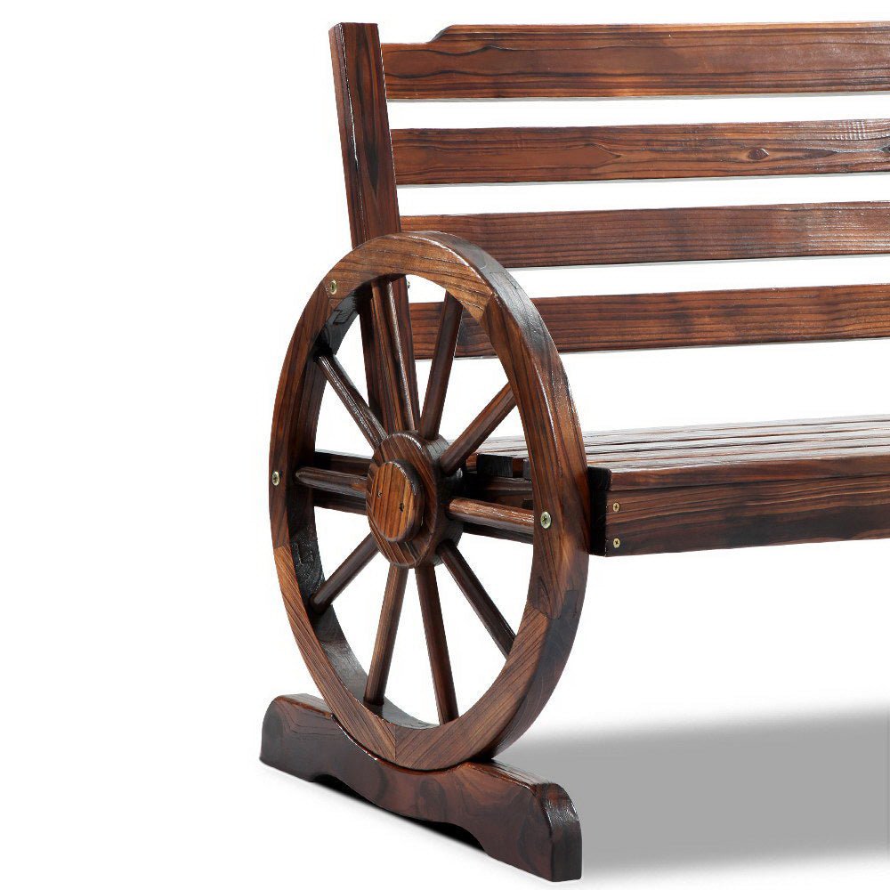 Gardeon Outdoor Garden Bench Wooden 2 Seat Wagon Chair Patio Furniture Brown - OZ Home Deals