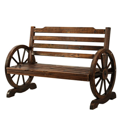 Gardeon Outdoor Garden Bench Wooden 2 Seat Wagon Chair Patio Furniture Brown - OZ Home Deals