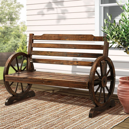 Gardeon Outdoor Garden Bench Wooden 2 Seat Wagon Chair Patio Furniture Brown - OZ Home Deals