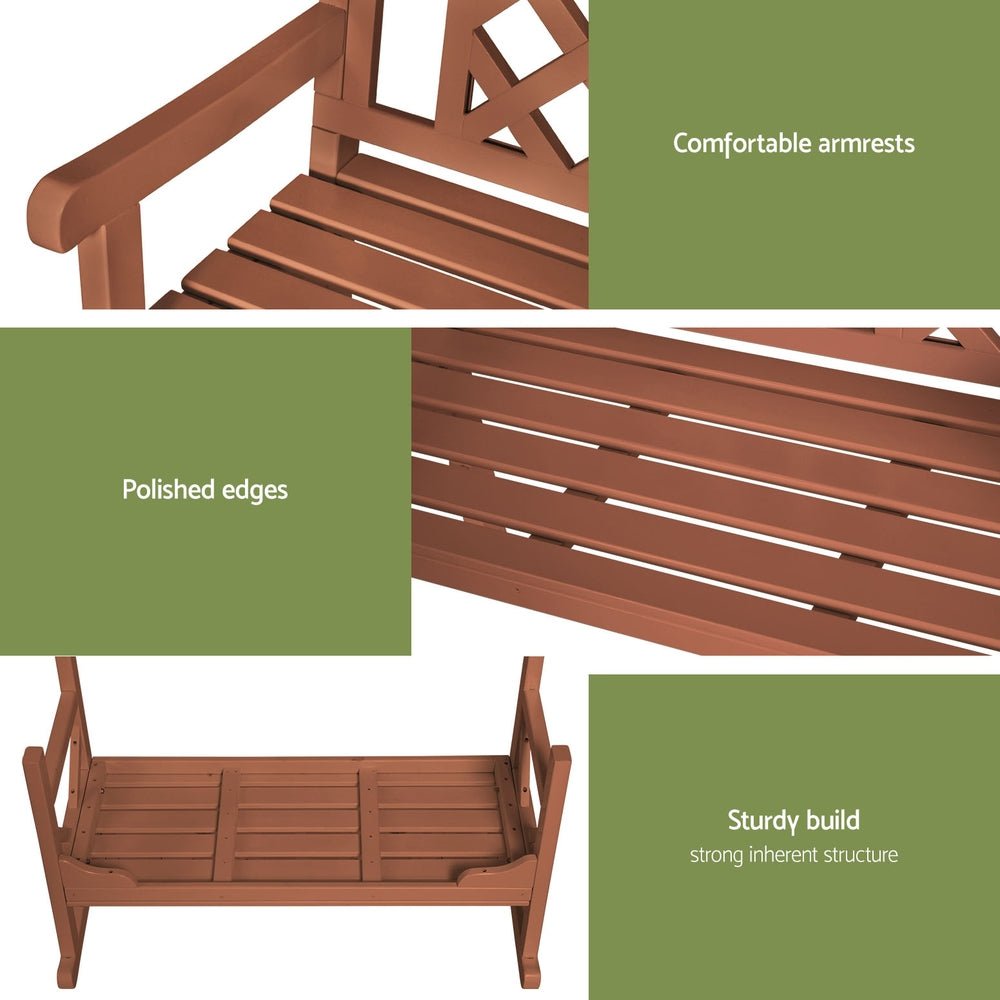 Gardeon Outdoor Garden Bench Wooden Chair 2 Seat Patio Furniture Lounge Natural - OZ Home Deals