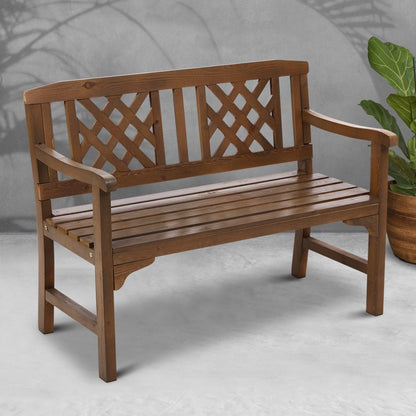 Gardeon Outdoor Garden Bench Wooden Chair 2 Seat Patio Furniture Lounge Natural - OZ Home Deals