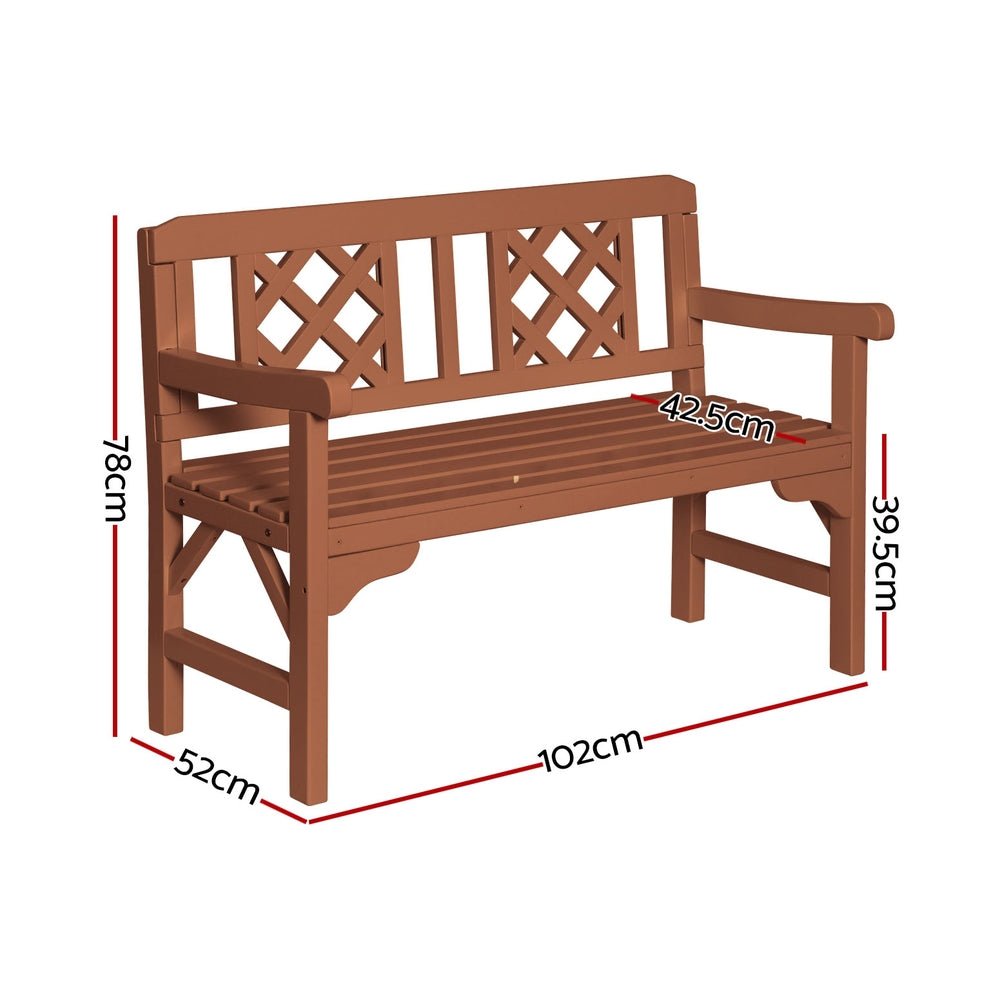 Gardeon Outdoor Garden Bench Wooden Chair 2 Seat Patio Furniture Lounge Natural - OZ Home Deals