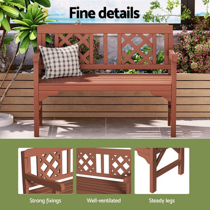 Gardeon Outdoor Garden Bench Wooden Chair 2 Seat Patio Furniture Lounge Natural - OZ Home Deals