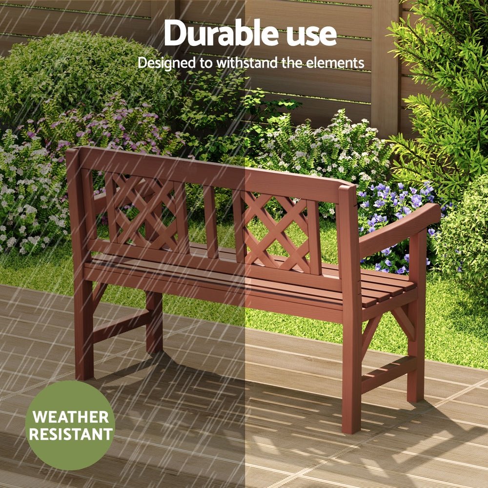 Gardeon Outdoor Garden Bench Wooden Chair 2 Seat Patio Furniture Lounge Natural - OZ Home Deals